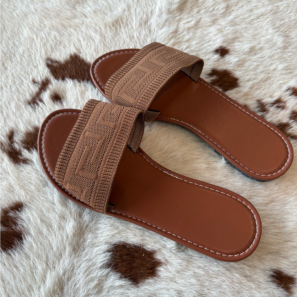 Brown Slide Sandals - Picture 2 of 3